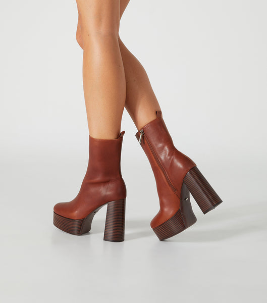 Botas Plataforma Tony Bianco Tyra Cognac 12cm Marrones | XPEGW50215