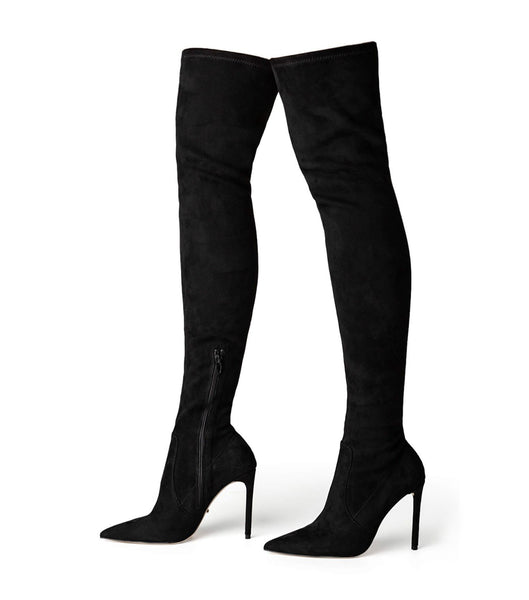 Botas de Tacon Tony Bianco Avah Black Stretch Suede 10.5cm Negras | PEIIZ52574