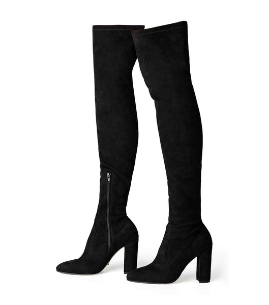 Botas de Tacon Tony Bianco Bloom Black Stretch Suede 9.5cm Negras | APEDF81376