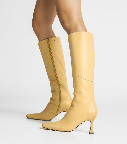 Botas de tacón de aguja Tony Bianco Fantasy Butter Nappa 8cm Amarillo | QPEWA62270