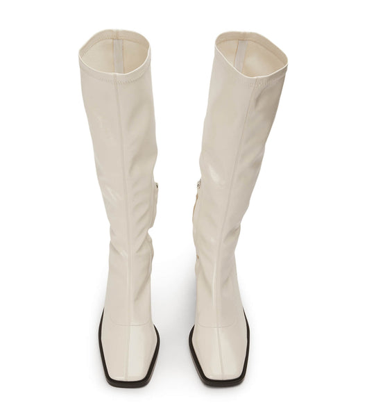 Botas hasta las rodillas Tony Bianco Damon Ecru Crinkle Patent 7.5cm Blancas | PPEQX65233