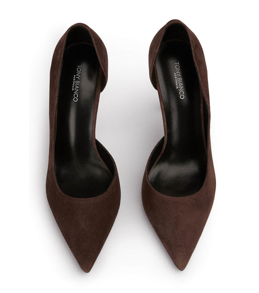 Court Shoes Tony Bianco Alyx Espresso Suede 10.5cm Chocolate | UPEND36411