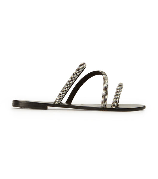 Flat Sandals Tony Bianco Fusion Crystal/Black Suede 1cm Negras | EPEHC29861