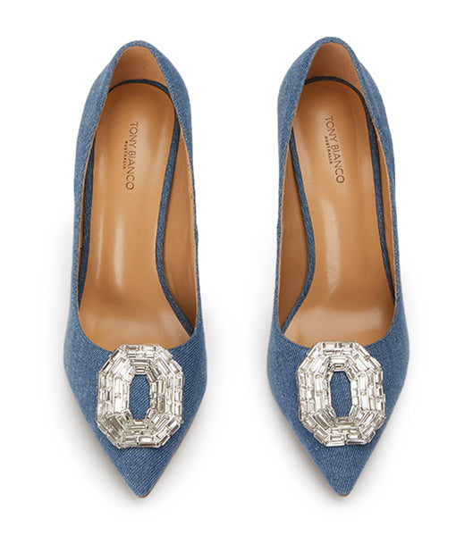 Tacones Brillantes Tony Bianco Alison Washed Denim 10.5cm Azules | PEDFL53935