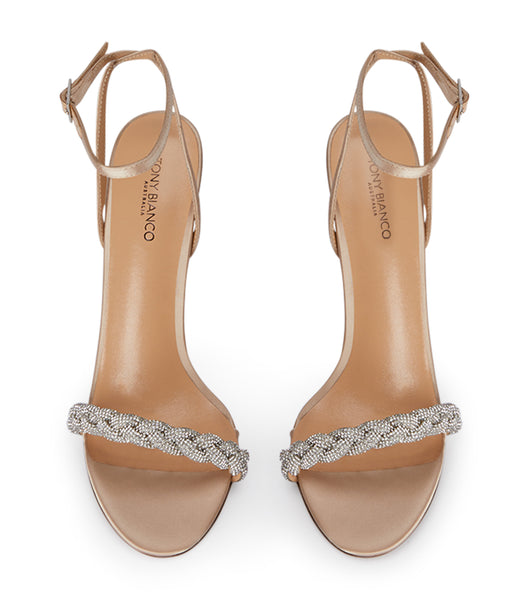 Tacones Brillantes Tony Bianco Kosta Nude Satin 11cm Beige | FPEHY78828