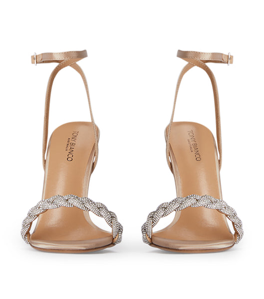 Tacones Brillantes Tony Bianco Kosta Nude Satin 11cm Beige | FPEHY78828