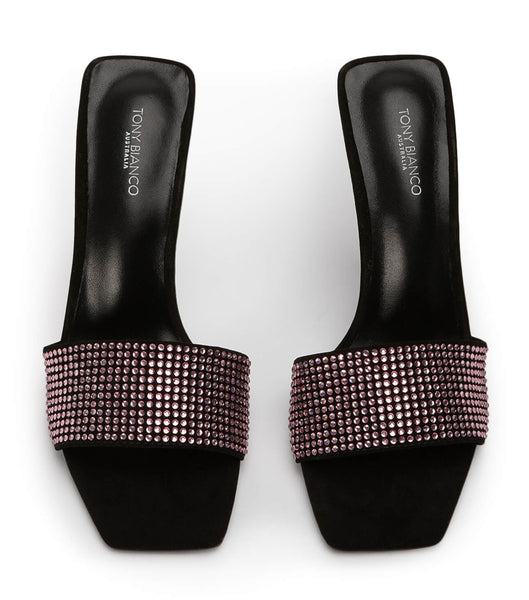 Tacones Brillantes Tony Bianco Naomi Pink Crystal/Black Suede 10.5cm Rosas Negras | UPEND67854