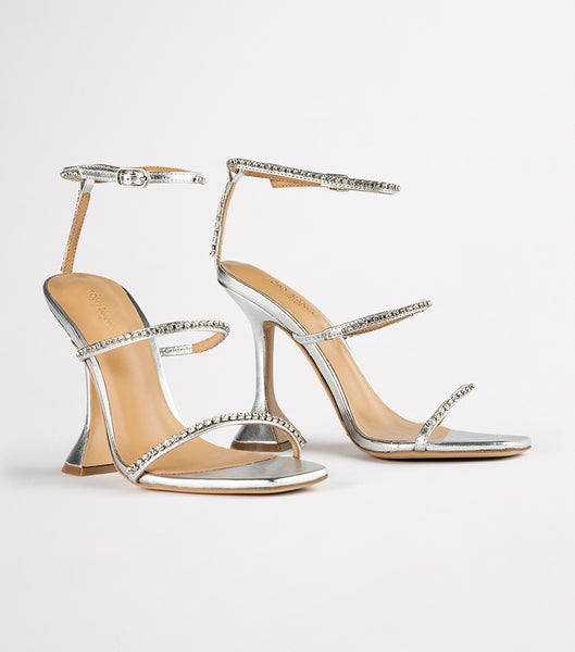 Tacones Brillantes Tony Bianco Shy Silver Nappa Metallic 10.5cm Plateadas Metal | GPEEC45267