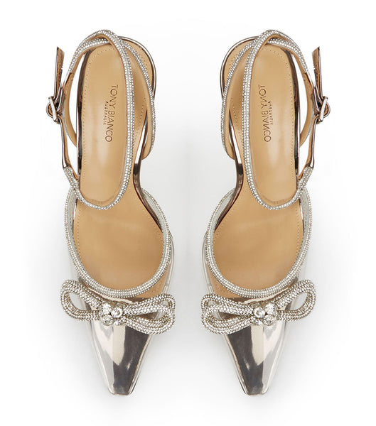 Tacones De Novia Tony Bianco Eros Clear Vinylite/Gunmetal Shine 10.5cm Gris | PEDFL38146