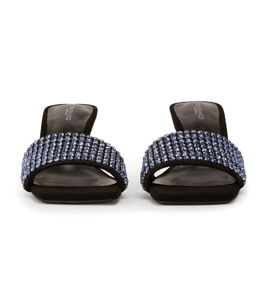 Tacones bajos Tony Bianco Amos Blue Crystal/Black Suede 6.5cm Azules Negras | YPEVQ80416