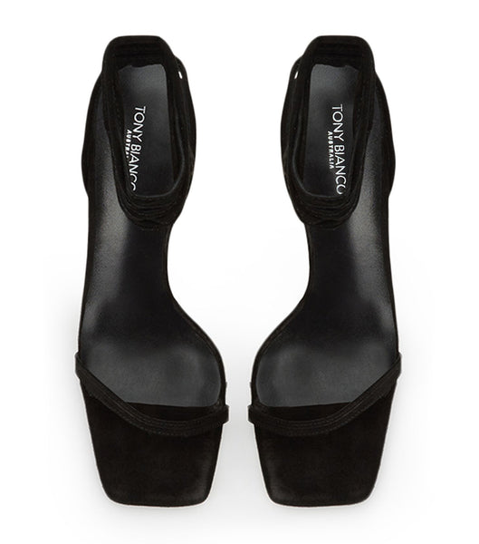 Tacones con tiras Tony Bianco Fleur Black Suede 11cm Negras | SPEVO80855