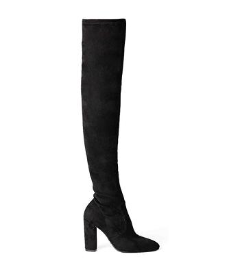 Botas de Tacon Tony Bianco Bloom Black Stretch Suede 9.5cm Negras | APEDF81376