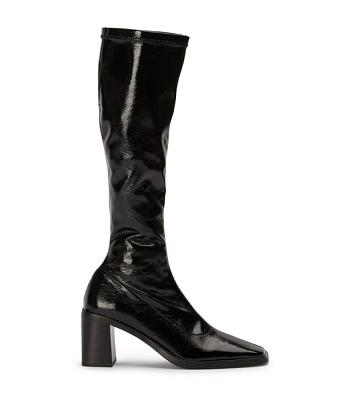 Botas hasta las rodillas Tony Bianco Damon Black Crinkle Patent 7.5cm Negras | SPENY21256