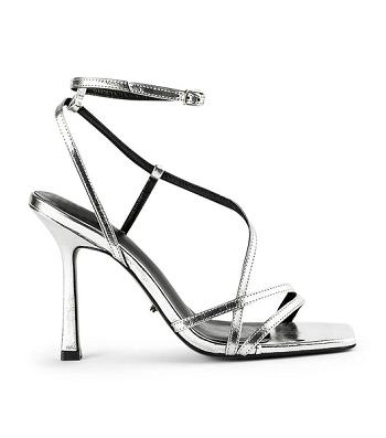 Tacones con tiras Tony Bianco Franci Silver Foil 10.5cm Plateadas | PEZDE25086